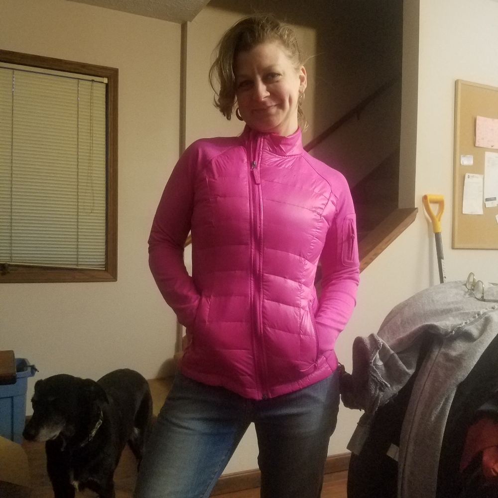 Calvin Klein performance asymmetrical pink jacket